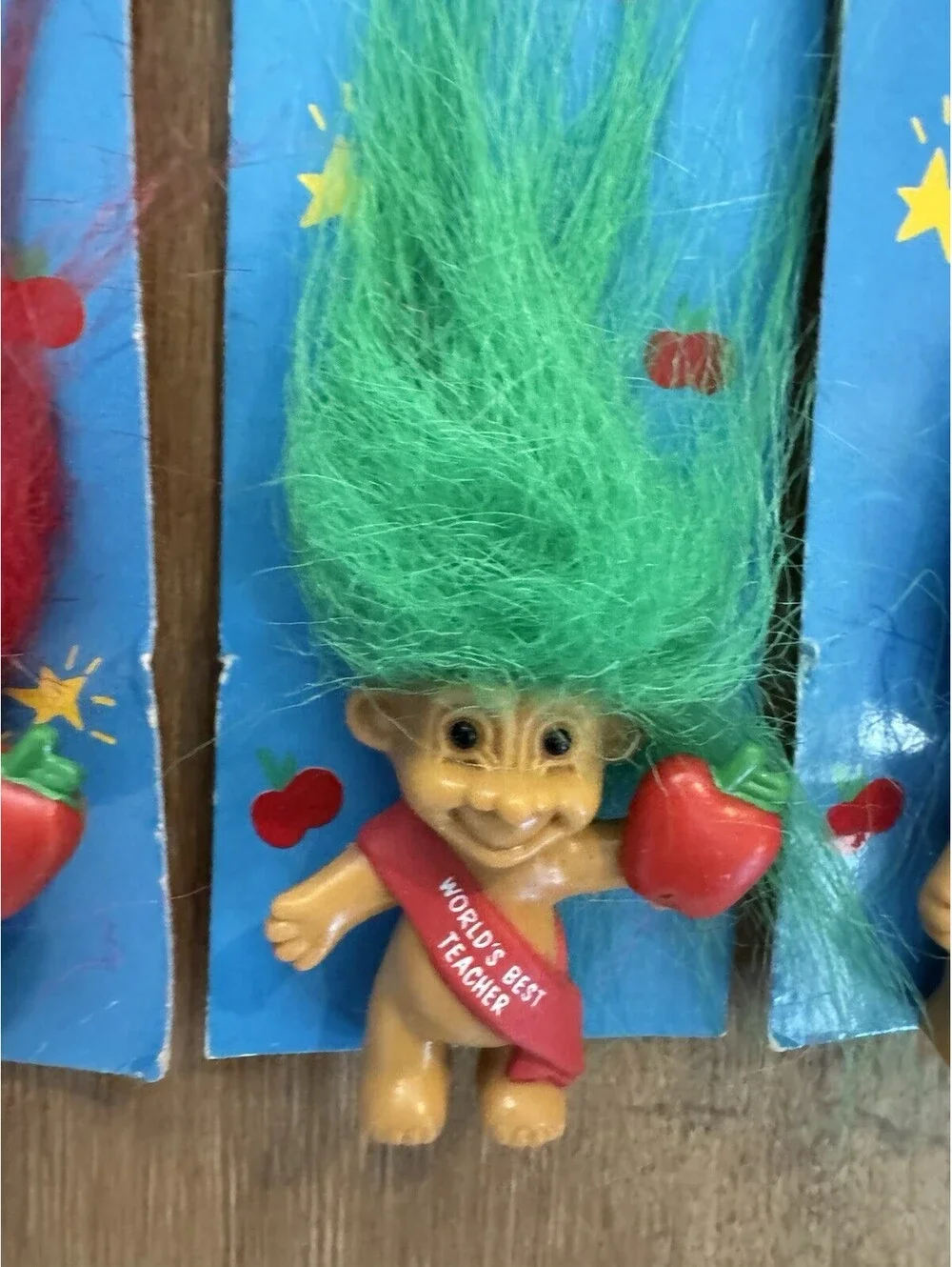 Vintage Best Teacher In School Troll Doll Pins Broach Russ lot of 3